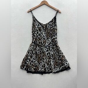 Mezzanine Women’s Medium  Animal Print Black Belted Cocktail Dress